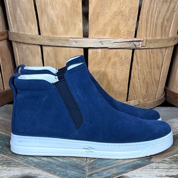 Prada High Top Blue Suede Pull On Chelsea Skate Sneakers Shoes Womens Size 6.5 - Picture 1 of 12